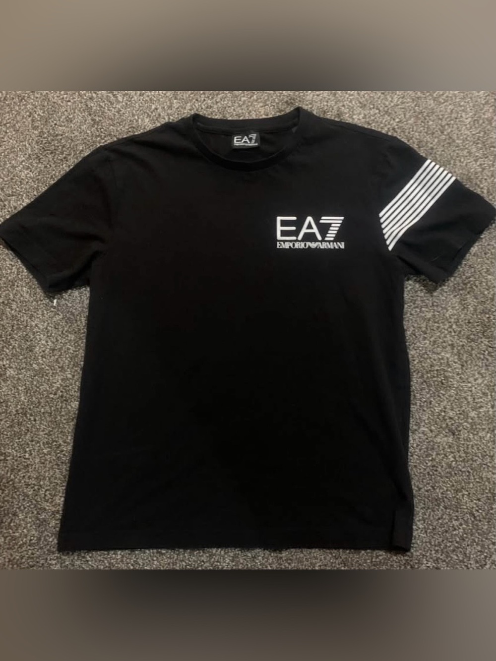 Emporio Armani Black Crewneck T-Shirt with White EA7 Logo